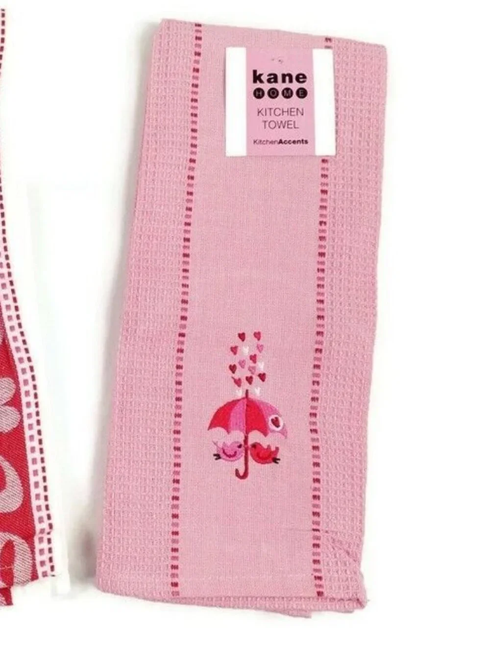 Kane Home Pink White Valentine Theme Kitchen Towel Set Two-Piece NWT